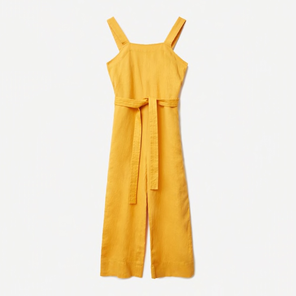 Everlane The Linen Square Neck Jumpsuit Marigold SZ 00P NEW
